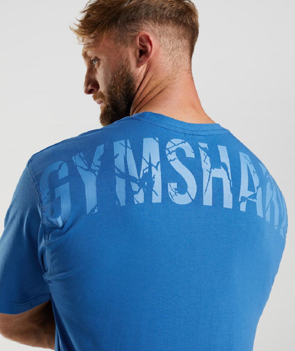 T Shirts Męskie Gymshark Power Niebieskie | PL 3762YXF